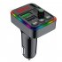 F19 Car Fm Transmitter Bluetooth compatible Calling Stereo Music Player Type c Charger Colorful Ambient Light black