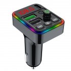 F19 Car Fm Transmitter Bluetooth-compatible Calling Stereo Music Player Type-c Charger Colorful Ambient Light black