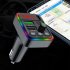F19 Car Fm Transmitter Bluetooth compatible Calling Stereo Music Player Type c Charger Colorful Ambient Light black