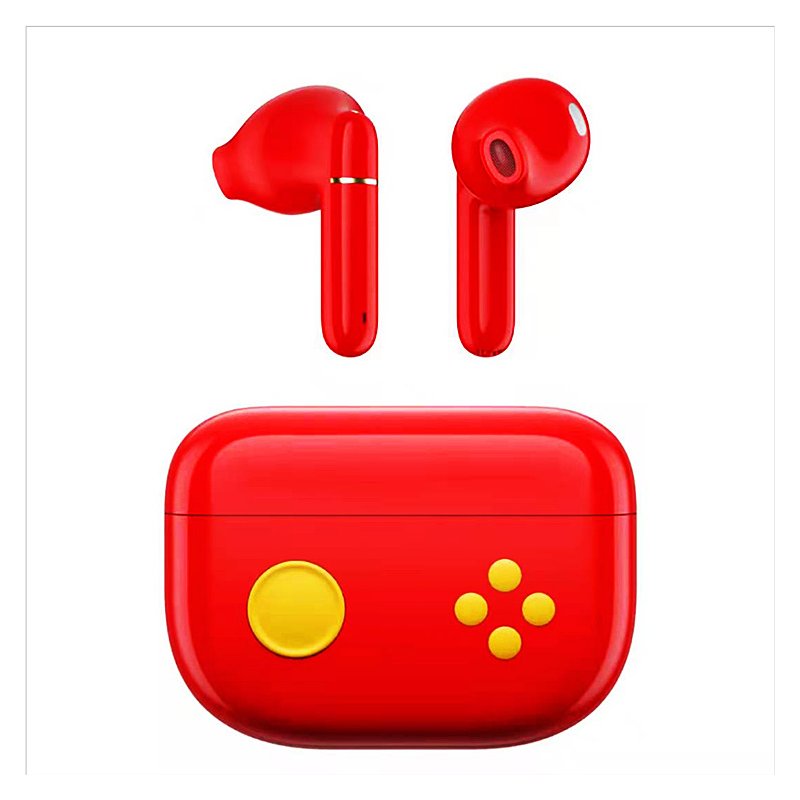 F2 Bluetooth-compatible  5.0  Headphones Low Latency Noise Cancelling Sports In-ear Earbuds Long Battery Life Gaming Wireless Tws Headset Red