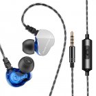 F4 Wired Earphones Heavy Bass Stereo Noise Isolating Wired Earbuds In-Ear Headphones For All 3.5mm Jack Devices 1.2 meters with mic blue