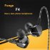 F4 Wired Earphones Heavy Bass Stereo Noise Isolating Wired Earbuds In Ear Headphones For All 3 5mm Jack Devices 1 2 meters with mic blue
