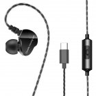 F4 Wired Earphones Heavy Bass Stereo Noise Isolating Wired Earbuds In-Ear Headphones For All 3.5mm Jack Devices 1.2M with mic black type c