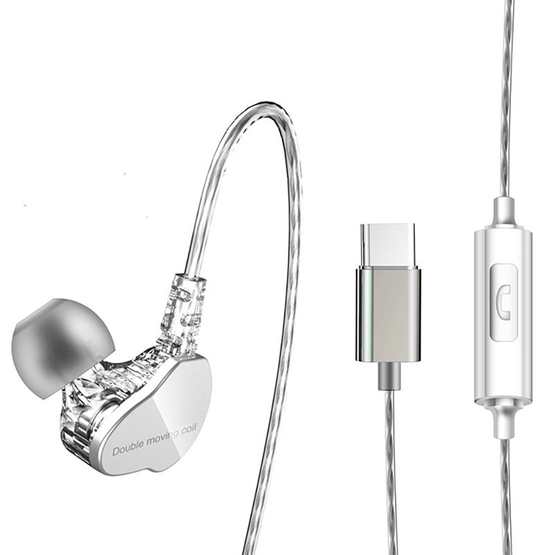 F4 Wired Earphones Heavy Bass Stereo Noise Isolating Wired Earbuds In-Ear Headphones For All 3.5mm Jack Devices 1.2M with mic white type c