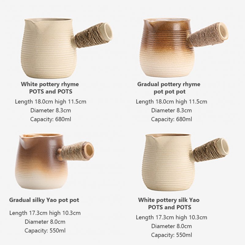 Mini Ceramic Teapot Handmade Teapots Kangfu Tea Pot Travel Tea Mug Ceramic Side Handle Jug For Carbon Furnace Electric Ceramic Furnace Gradual layer550ml (dry-fired)