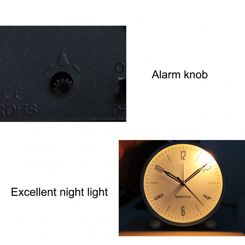 4 Inch Round Alarm Clock With Night Light Silent Large Digital Display Bedside Alarm Clock 