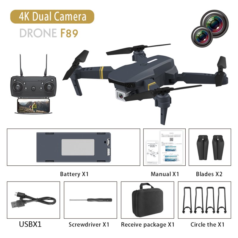 F89 Drone 4k Dual-camera Long Endurance Aircraft E58 Fixed Altitude Rc Aircraft Dual camera switch 4K pixels