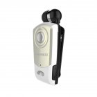 F960 Smart Bluetooth-compatible Headset 1-to-2 Telescopic Wireless Clip-on Earphone Handsfree Earbuds white and gold