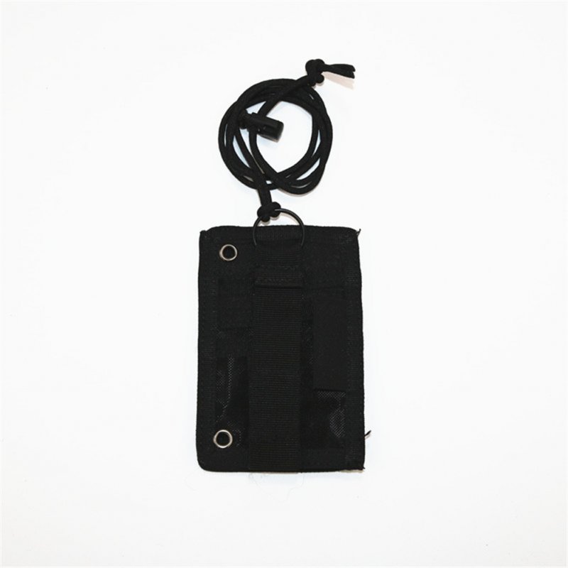 FGJ Outdoor Id Card Holder Card bag Neck Lanyard Key Ring Adjustable Loop Patch Document bag black_13.5cm x 9cm