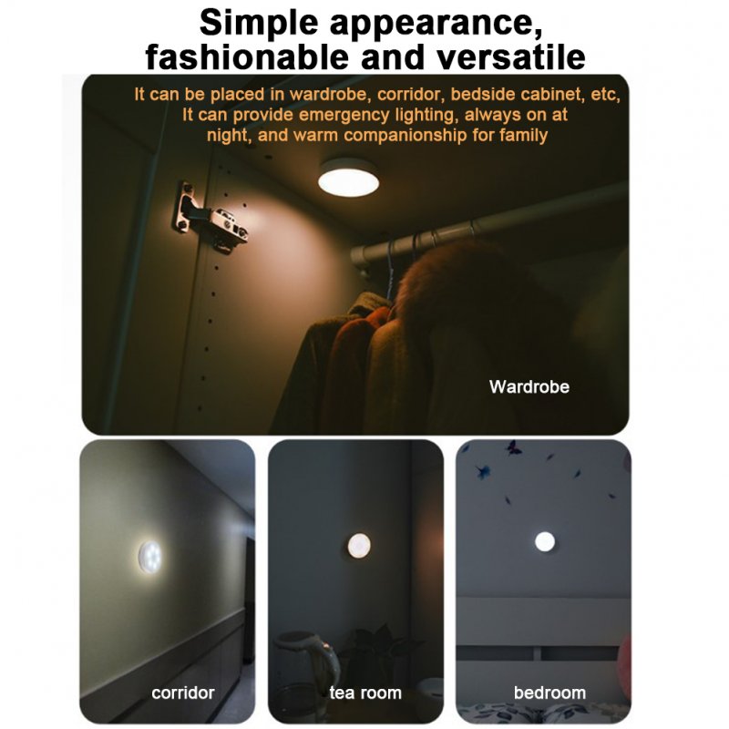 0.5W Led Night Light Dimming USB Rechargeable Energy Saving Magnetic Wall Light for Corridor Wardrobe c0137 Round