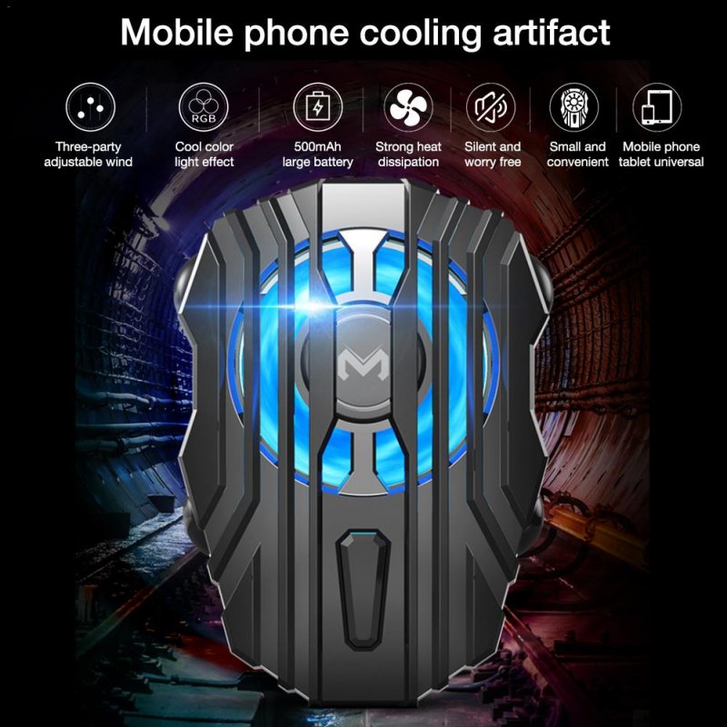 FL01 Mini Radiator Cold Wind Handle Fan for PUGB Mobile Phone Cooler Controller LED Light Cooling Battery