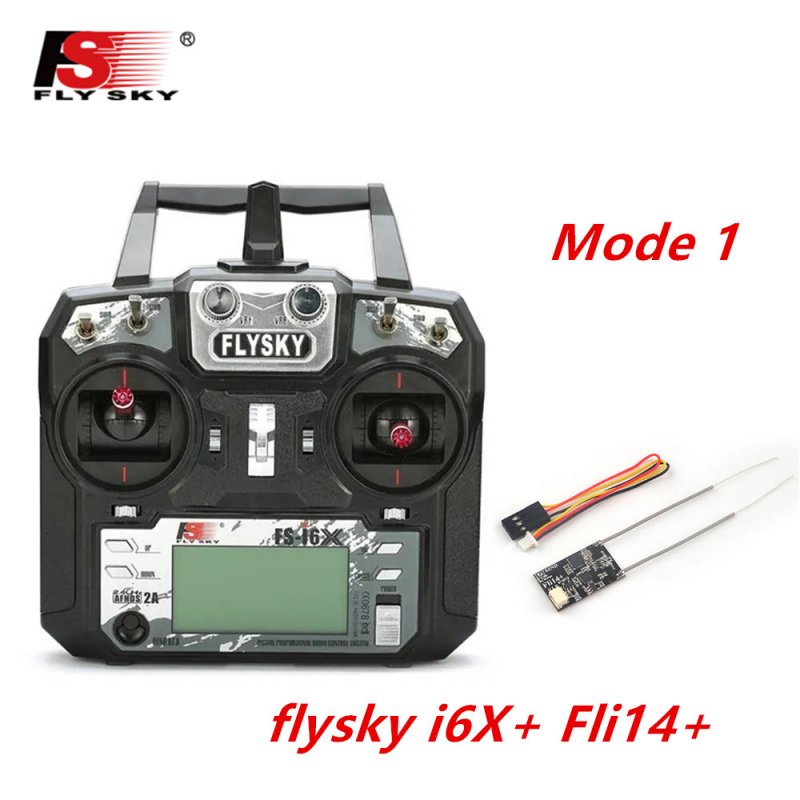 FLYSKY FS-i6X FS i6X 2.4GHz 10CH AFHDS 2A RC Transmitter X6B iA6B A8S iA10B iA6 Fli14+ Receiver for RC FPV Racing Drone Right hand single control+Fli14+