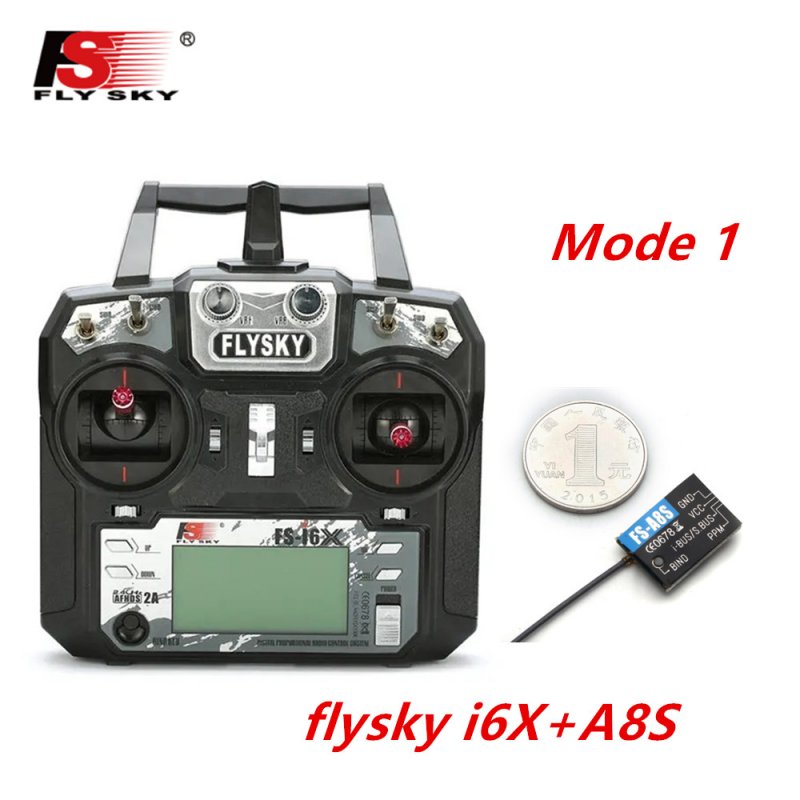 FLYSKY FS-i6X FS i6X 2.4GHz 10CH AFHDS 2A RC Transmitter X6B iA6B A8S iA10B iA6 Fli14+ Receiver for RC FPV Racing Drone Right hand single control+A8S