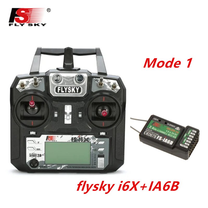 FLYSKY FS-i6X FS i6X 2.4GHz 10CH AFHDS 2A RC Transmitter X6B iA6B A8S iA10B iA6 Fli14+ Receiver for RC FPV Racing Drone Right hand single control+IA6B