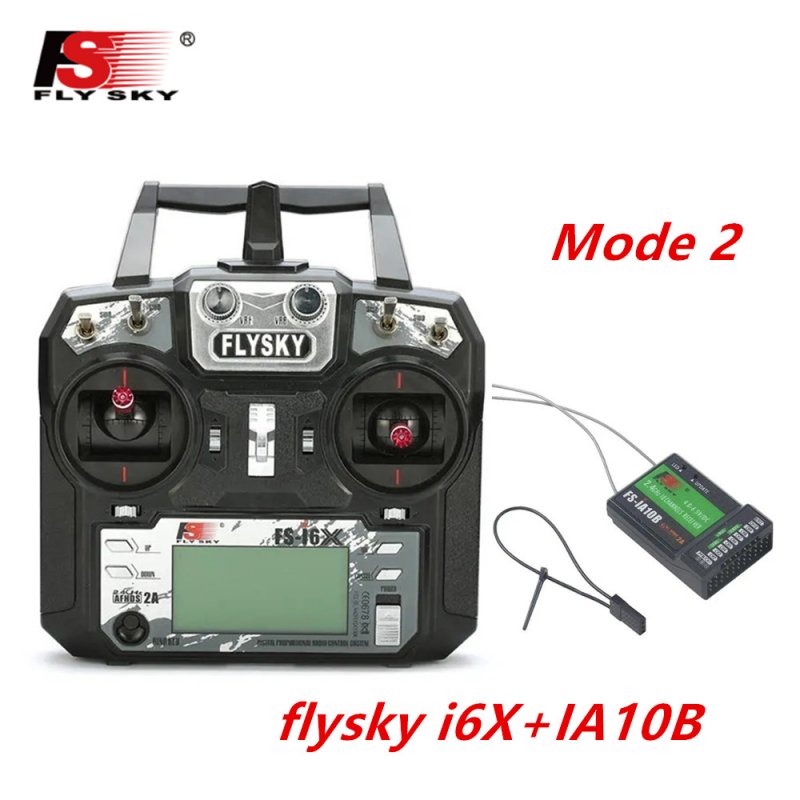 FLYSKY FS-i6X FS i6X 2.4GHz 10CH AFHDS 2A RC Transmitter X6B iA6B A8S iA10B iA6 Fli14+ Receiver for RC FPV Racing Drone Left hand single control+IA10B