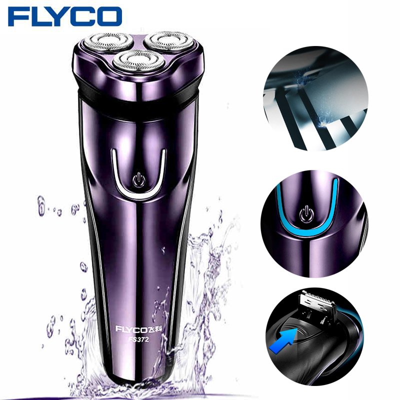FLyco Electric Shaver with 3D Floating Heads Washable Shaver Electric LED Charging Display Shaving Machine purple_British regulatory