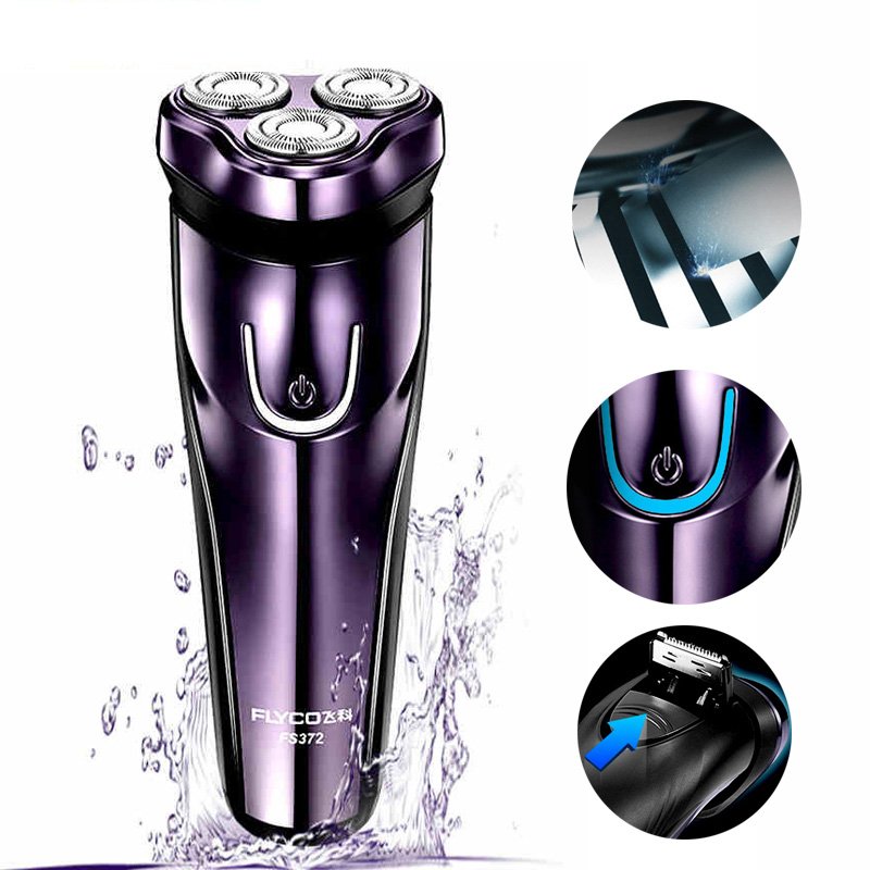 FLyco Electric Shaver with 3D Floating Heads Washable Shaver Electric LED Charging Display Shaving Machine purple_Australian regulations