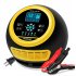 FOXSUR Car Battery Charger 12V 24V Automatic Smart Charger with Alligator Clips Short Circuit Protection Yellow US Plug