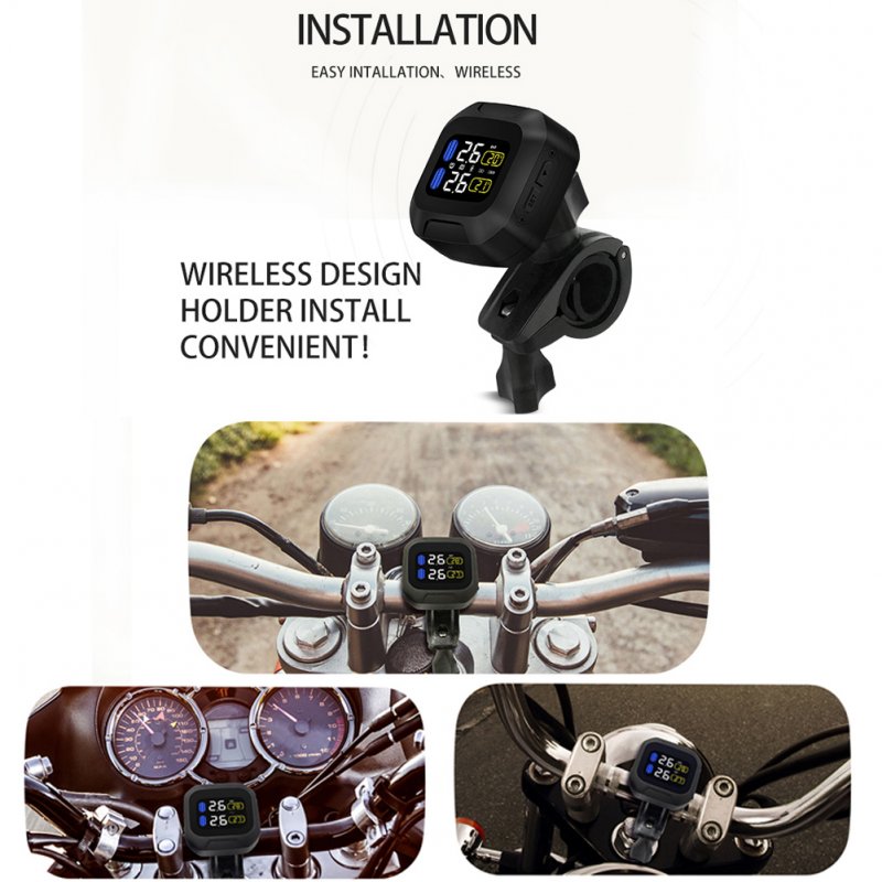 M3 Waterproof Motorcycle Real Time Tire Pressure Monitoring System TPMS Wireless LCD Display black_M3-TH
