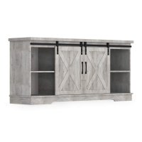 US IDEALHOUSE Modern Farmhouse Sliding Barn Door TV Stand