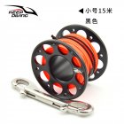 FXL-952 15M/30M Scuba Diving Aluminum Alloy Spool Finger Reel with Stainless Steel Bolt Snap Hook Safe Equipment 15 meters black