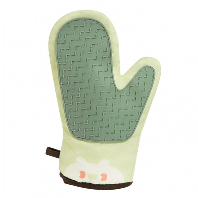 Fabric+silicone Anti-scalding  Gloves Kitchen Oven Heat Insulation Hand Protecter Green right hand