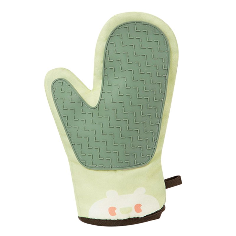 Fabric+silicone Anti-scalding  Gloves Kitchen Oven Heat Insulation Hand Protecter Green left hand
