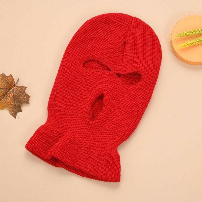 Face Mask Ski Mask Winter Cap 3 Hole Balaclava Hood  Warm Beanie Hat  Three-hole orange_One size
