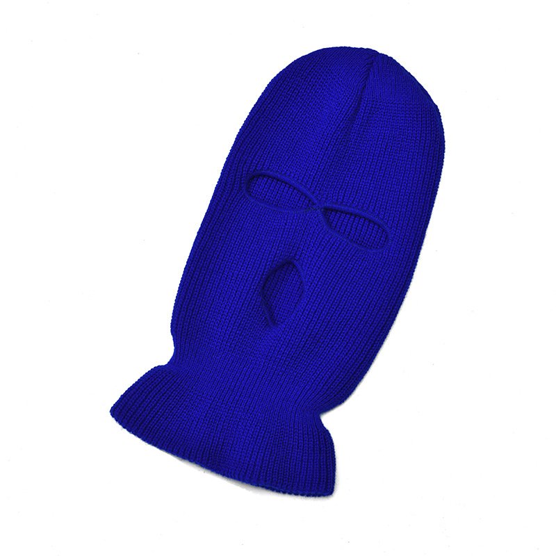 Face Mask Ski Mask Winter Cap 3 Hole Balaclava Hood  Warm Beanie Hat  Three-hole Royal Blue_One size