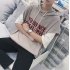 Fake Two piece Short Sleeves Sweater Loose Casual Pullover Top with Letters Decor for Man blue XL