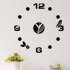 Fashion 3D Mirror Surface Wall Clock for Decoration black