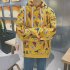 Fashion 3D Printing Loose Hooded Sweatshirts for Students Lovers Autumn Winter Wear yellow M