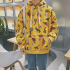 Fashion 3D Printing Loose Hooded Sweatshirts for Students Lovers Autumn Winter Wear yellow M