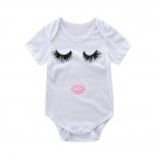 Fashion Baby Jumpsuit Parent-child Clothing Mother Short Sleeve T-shirt Cotton Sweat Absorbent Lips Eyes Pattern Baby Romper_ 70