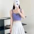 Fashion Butterfly Embroidered Crop Top For Women Trendy Multi color Retro Casual Sleeveless Tank Tops White One size