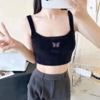 Fashion Butterfly Embroidered Crop Top For Women Trendy Multi-color Retro Casual Sleeveless Tank Tops black One size