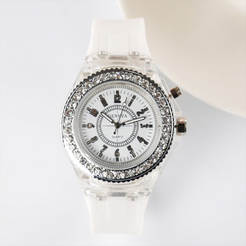 Fashion Casual Silica Gel Band Watch Lovers Luminous Quartz Watch white
