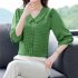 Fashion Chiffon Tops For Women Summer Three quarter Sleeves Doll Collar Shirt Elegant Solid Color Pullover Blouse White XL