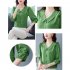 Fashion Chiffon Tops For Women Summer Three quarter Sleeves Doll Collar Shirt Elegant Solid Color Pullover Blouse green XL