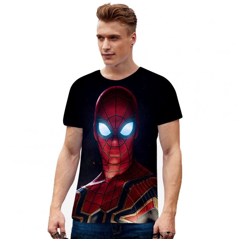 Fashion Cool Spiderman 3D Printing Summer Casual Short Sleeve T-shirt for Men Women C_XL
