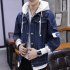 Fashion Denim Jacket with Hood Casual Style Handsome Coat  light blue L