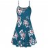 Fashion Flower Print Spaghetti Strap Nursing Maternity Dress for Breastfeeding blue green XL