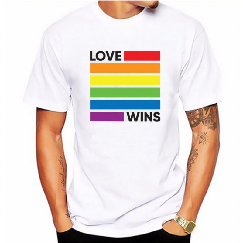Fashion Lesbia Rainbow Pattern Summer Cool Lovers Casual Loose T-shirt White 22_L