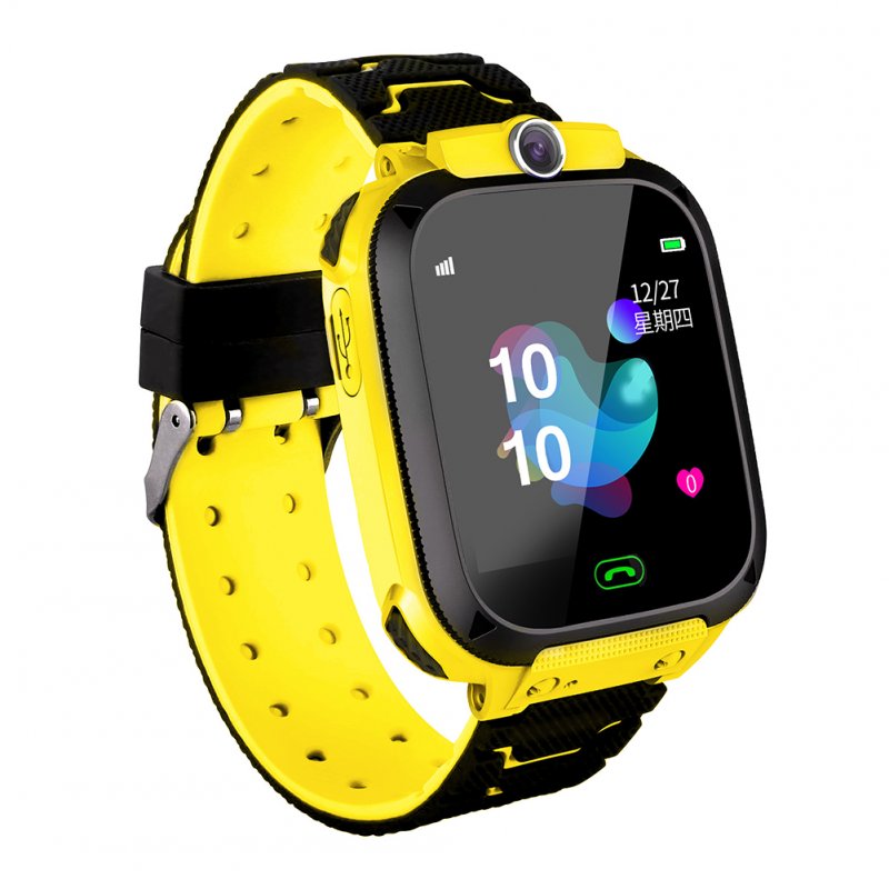 Fashion Life Waterproof Smart Phone Telephone Positioning Watch for Student Children Kids Yellow English