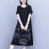 Fashion Loose Dress For Women Elegant Digital Printing Round Neck A line Skirt Ice Silk Short Sleeves Midi Skirt 2308 M