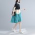 Fashion Maternity Dress For Women Summer Round Neck Short Sleeves A line Skirt Loose Large Size Pullover Dress blue 2XL