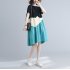 Fashion Maternity Dress For Women Summer Round Neck Short Sleeves A line Skirt Loose Large Size Pullover Dress blue 2XL