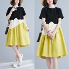 Fashion Maternity Dress For Women Summer Round Neck Short Sleeves A-line Skirt Loose Large Size Pullover Dress yellow M
