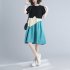 Fashion Maternity Dress For Women Summer Round Neck Short Sleeves A line Skirt Loose Large Size Pullover Dress blue 2XL