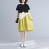 Fashion Maternity Dress For Women Summer Round Neck Short Sleeves A line Skirt Loose Large Size Pullover Dress blue 2XL